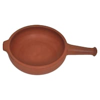 Picture of Village Decor Indian Earthen Clay Cooking Pan, 1.2 Litre, Brown