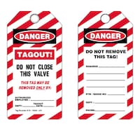 Tagout Do Not Close this Valve' PVC Danger Tags with Metal Eyelet, 160mm - Pack of 25pcs