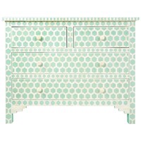 Picture of Lake City Arts Bone Inlay Chest of 4 Drawer Honeycomb Design, Mint Green