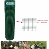 Ykm Pvc Coated Welded Wire Mesh Fence, Green, 1.2 x 27.5m
