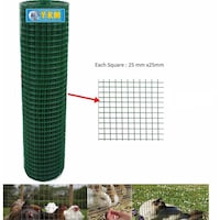 Ykm Pvc Coated Welded Wire Mesh Fence, Green, 1.2 x 25m