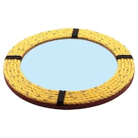 Creation India Craft Handcrafted Antique Design Round Wall Mirror, Yellow