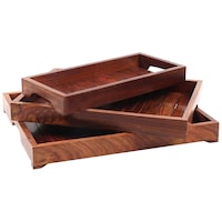 Picture of Creation India Craft Sheesham Wood Serving Trays, Brown, Set of 3