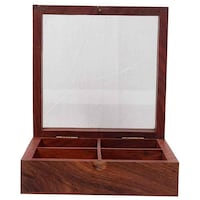 Creation India Craft Wooden Storage Spice Box, Brown, 4 Sections