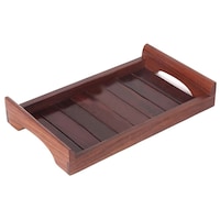 Creation India Craft Rectangular Shaped Wooden Serving Trays, Brown, 10inch