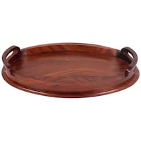 Creation India Craft Oval Shaped Wooden Serving Tray, Brown