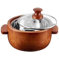Picture of Sarangware Kitchen Wooden Outside and Steel Inside Casserole, 12192 B