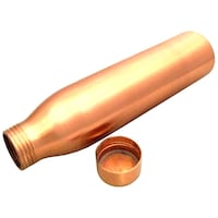 Prisha India Craft Copper Bottle with Seamless Design, Gold, 900 ml