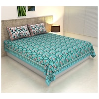 The Best Cotton Printed Bedsheet King Size, 156 GSM, Sky Blue