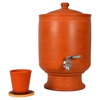Picture of Village Decor Clay Water Pot with Steel Tap, 7 Litre, Earthen Clay