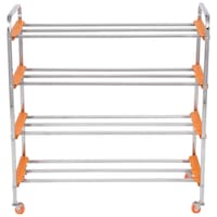 Limetro Stainless Steel 4 Layer Shoe Rack with Wheels