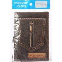 Rag & Sak Jeans Pattern Passport Cover, Brown