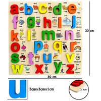 Picture of Funwood Games 3D Wooden Small Alphabet Puzzles with Pictures, Multicolor