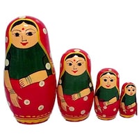Funwood Games Indian Traditional Wooden Nesting Doll, Set of 4
