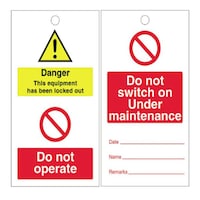 Do Not Switch' PVC Disposable Tags with Metal Eyelet, 143mm - Pack of 25pcs
