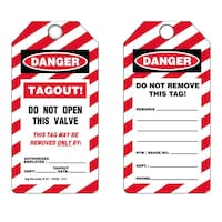Do Not Open this Valve' PVC Danger Tags with Metal Eyelet, 160mm - Pack of 25pcs