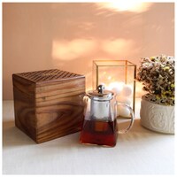 Octavius Premium Borosilicate Glass Teapot In Sesham Wood Box, 500ml