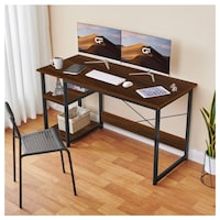 Picture of Kawachi Computer Desk With 2 Tier Reversible Storage Shelves, Kw41, Brown