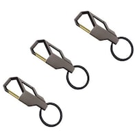Contacts Stainless Steel Heavy Duty Car Keychain, Pack of 3, Grey