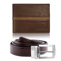 Picture of Laurels Wallet & Belt Combo For Men, Brown, Set Of 2 Pcs