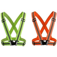 Rag & Sak Vest Fluorescent With Visible Bands Tape, Green Orange Combo