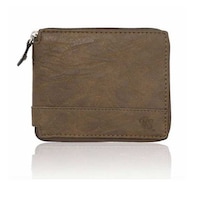 Rag & Sak Zipper Leather Bifold Wallet For Men, Brown, Rs-Zip-09
