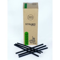 Ecozoe Biodegradable Drinking Straws for Juice, 9x210 mm, Black, 60 Pcs, Carton of 12