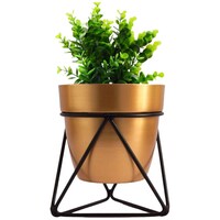 Ecofynd Noa Metal Planter Pot with Stand, PWS013, Gold/Black, 5 inch