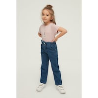 Trendyol Blue Elastic Waist Girl Denim Jeans