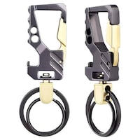 Contacts Heavy Duty Stainless Steel Car Keychain, Pack of 2, Gold