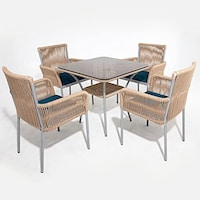 Janssen Furniture Iron & Rattan 4 Seater Outdoor Set with Table, Hazel