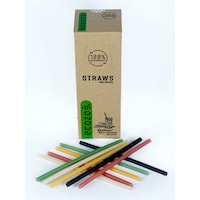 Ecozoe Biodegradable Drinking Straws for Juice, 9x210 mm, Mixed Colours, 60 Pcs, Carton of 12