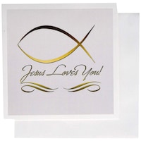 3dRose Jesus Loves You in letters Light Background, Set of 12