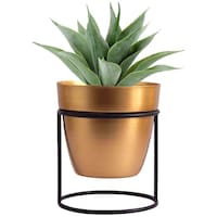 Ecofynd Amy Metal Planter Pot with Stand, PWS012, Gold/Black, 5 inch