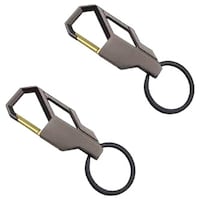 Contacts Stainless Steel Heavy Duty Car Keychain, Pack of 2, Grey