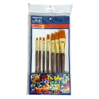 Picture of Camel Flat Paint Brush Series 67, Brown, Set Of 7
