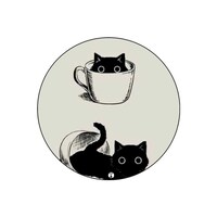 Picture of RKN Black Cat In A Cup Drawing Printed Round Mouse Pad, Mpadc015501