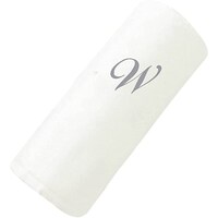 Picture of BYFT Embroidered Cotton Hand Towel, 50x80cm, White & Silver, Letter "W"