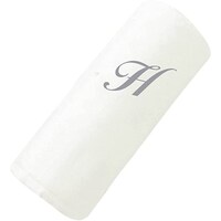 Picture of BYFT Embroidered Cotton Hand Towel, 50x80cm, White & Silver, Letter "H"