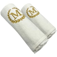 Picture of BYFT Embroidered Bath & Hand Towel Set, 70x140, 50x80cm, Letter "M"