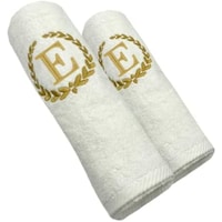 Picture of BYFT Embroidered Bath & Hand Towel Set, 70x140, 50x80cm, Letter "E"