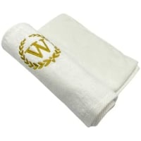 Picture of BYFT Embroidered Monogrammed Hand Towel, White & Gold, Letter "W"