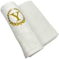 Picture of BYFT Embroidered Monogrammed Hand Towel, White & Gold, Letter "Y"
