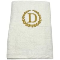 Picture of BYFT Embroidered Monogrammed Bath Towel, White & Gold, Letter "D"