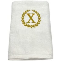 Picture of BYFT Embroidered Monogrammed Bath Towel, White & Gold, Letter "X"