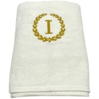 Picture of BYFT Embroidered Monogrammed Bath Towel, White & Gold, Letter "I"