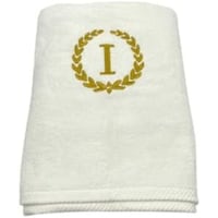 Picture of BYFT Embroidered Monogrammed Bath Towel, White & Gold, Letter "I"