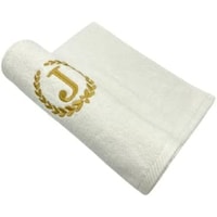 BYFT Embroidered Monogrammed Hand Towel, White & Gold, Letter "J"