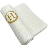 Picture of BYFT Embroidered Monogrammed Hand Towel, White & Gold, Letter "H"