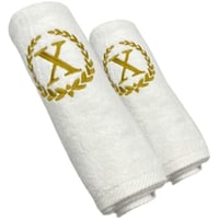 BYFT Embroidered Bath & Hand Towel Set, 70x140, 50x80cm, Letter "X"